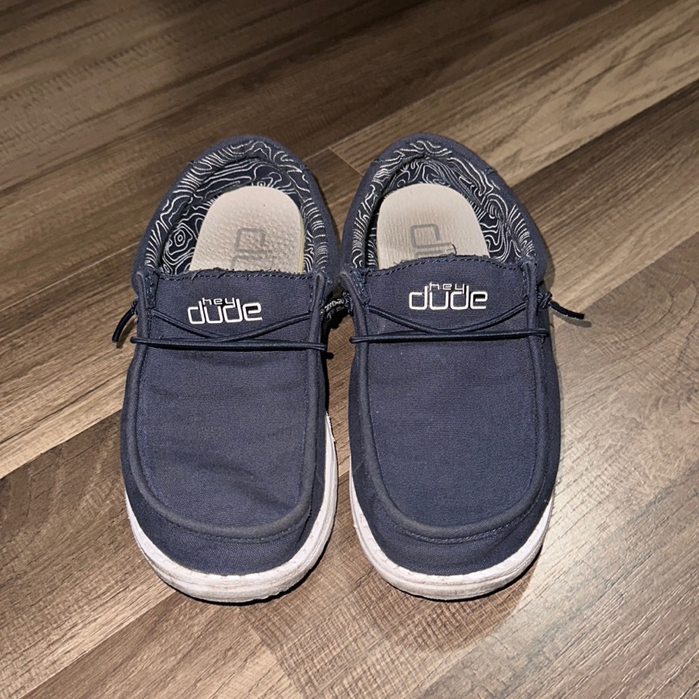 Hey Dude Wally Youth Navy Blue | Size Y3-L4 | Boy's Slip On Loafers